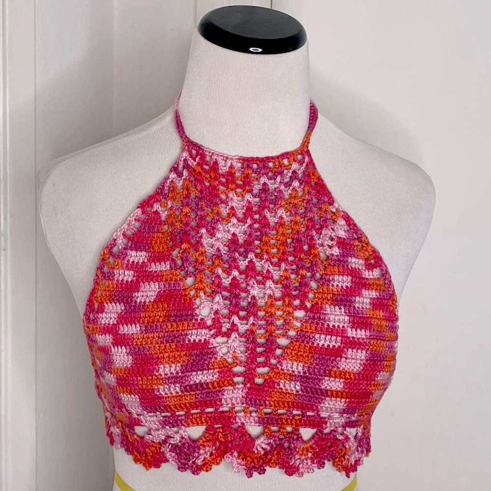 Handmade One-of-a-kind Crochet Halter Crop Top